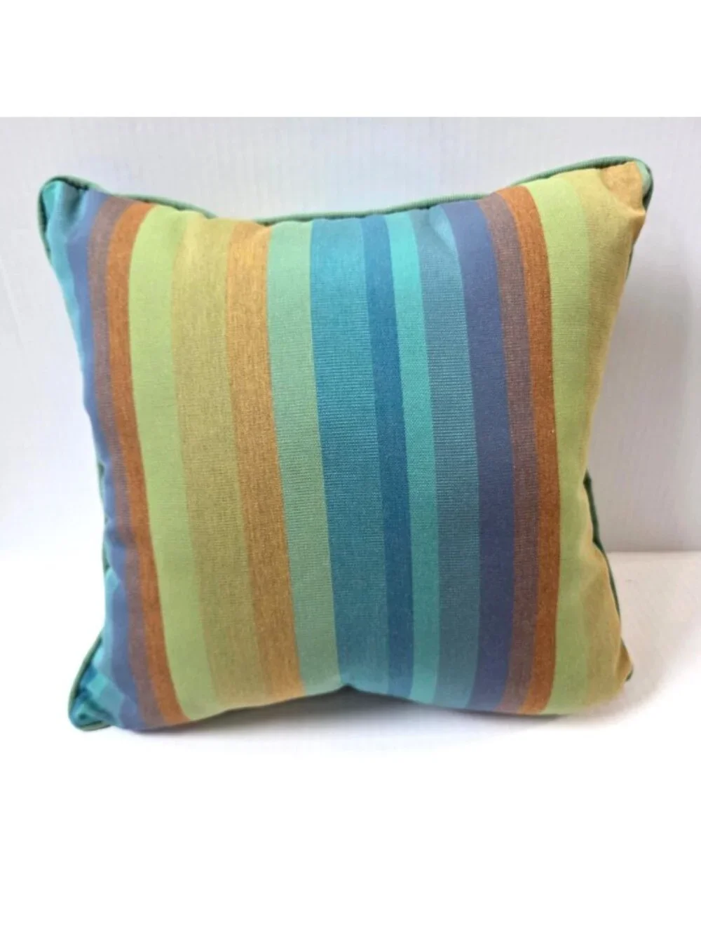 Sunbrella Pillow Astoria Lagoon Blue Green Stripe Outdoor Beach Patio 16